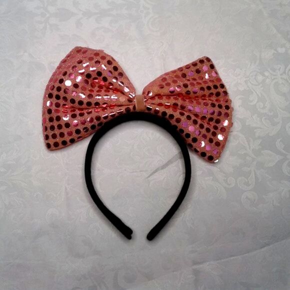 Minnie Mouse Bundle: Headband with Large Sequined Bow + Minnie Pink Pencil Case - Picture 2 of 8